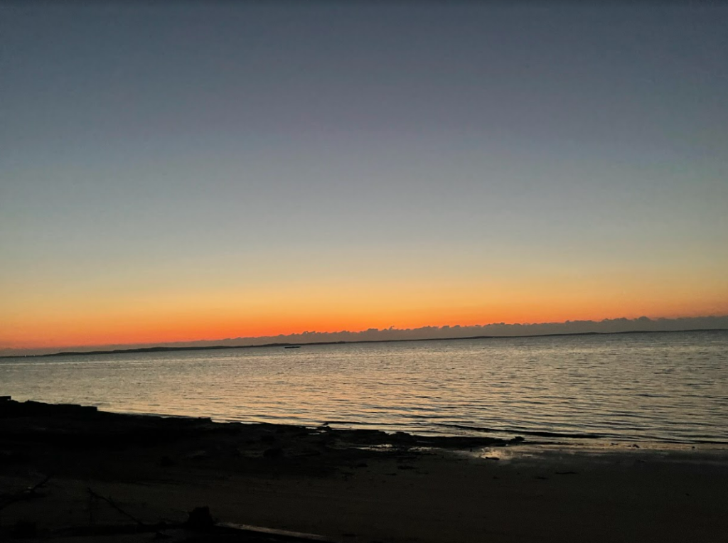 Sunset over the beach at Camp Abaco