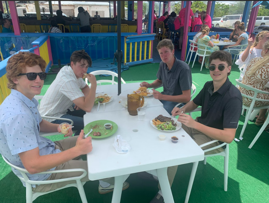 Some of the student with Central Valley Chrisitan enjoying lunch at a local restaurant.